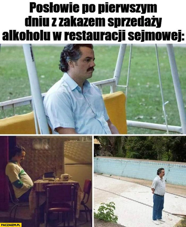 Posłowie po pierwszym dniu z zakazem sprzedaży alkoholu w restauracji sejmowej Narcos Escobar