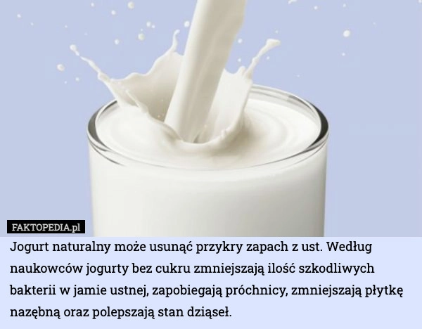 
    Jogurt naturalny może usunąć przykry zapach z ust. Według naukowców jogurty