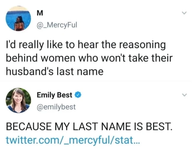 
    That's the best last name
