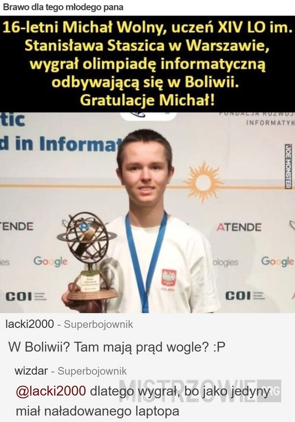 
    Brawo dla tego młodego pana