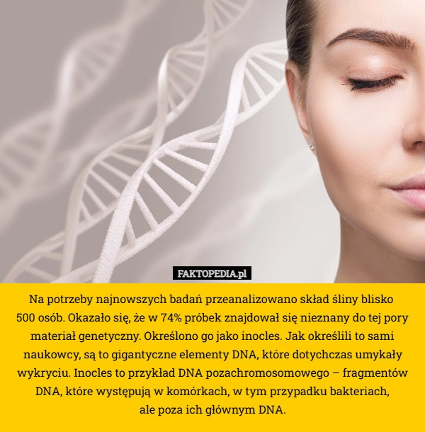 
    Na potrzeby najnowszych badań przeanalizowano skład śliny blisko 
500 osób.