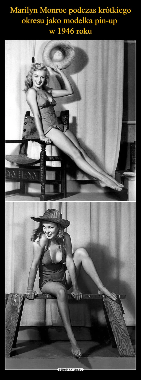 
    Marilyn Monroe podczas krótkiego okresu jako modelka pin-up 
w 1946 roku