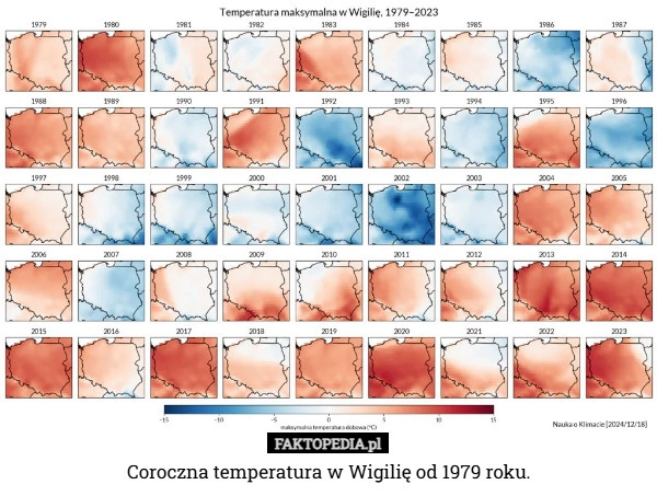 
    Coroczna temperatura w Wigilię od 1979 roku.