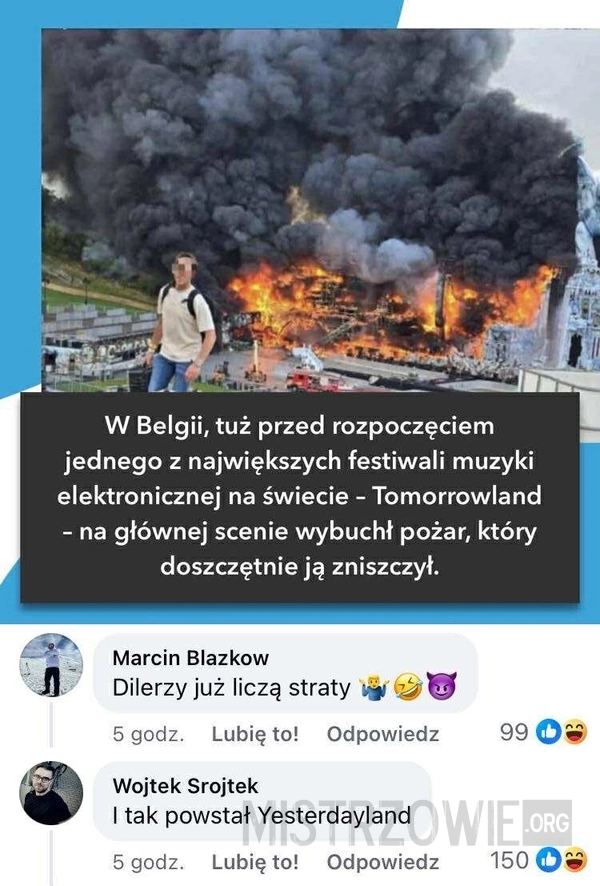
    Pozar sceny na Tomarrowland
