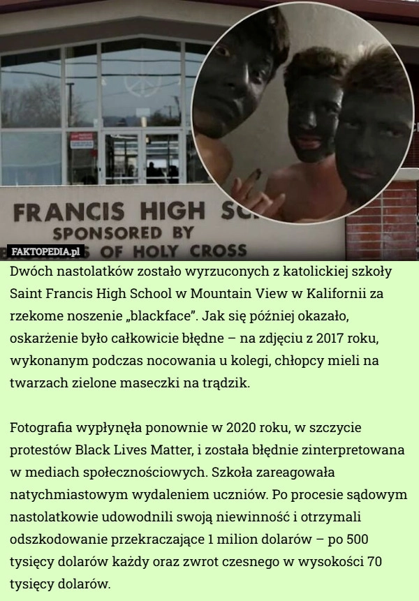 
    Dwóch nastolatków zostało wyrzuconych z katolickiej szkoły Saint Francis