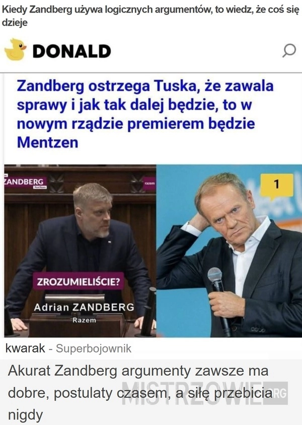 
    Kiedy Zandberg używa...