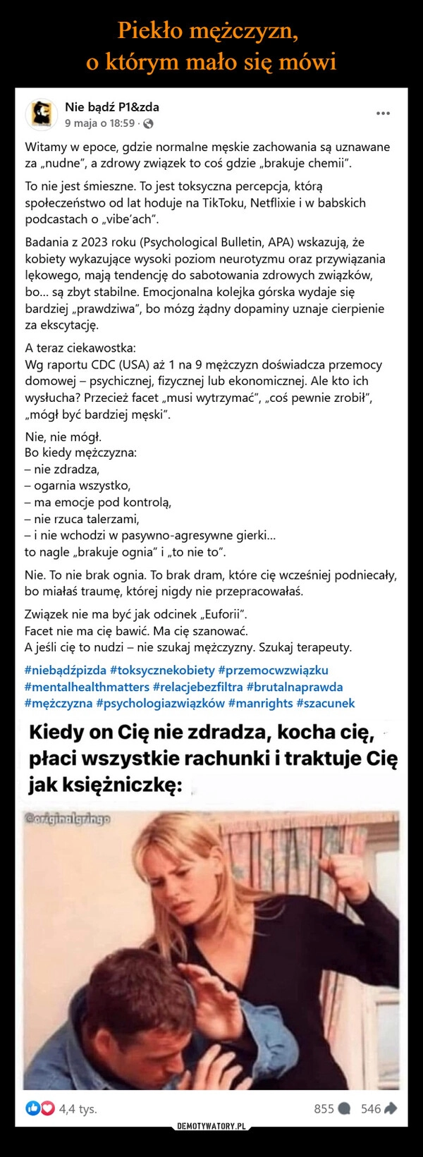
    Piekło mężczyzn, 
o którym mało się mówi