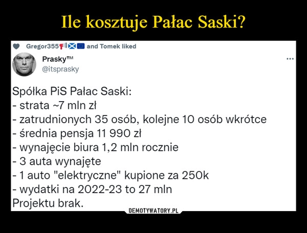 
    
Ile kosztuje Pałac Saski? 