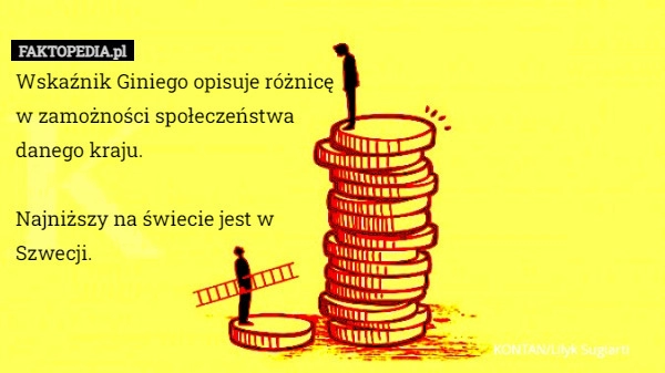 
    
			Wskaźnik Giniego opisuje różnicę w zamożności społeczeństwa danego kraju,					