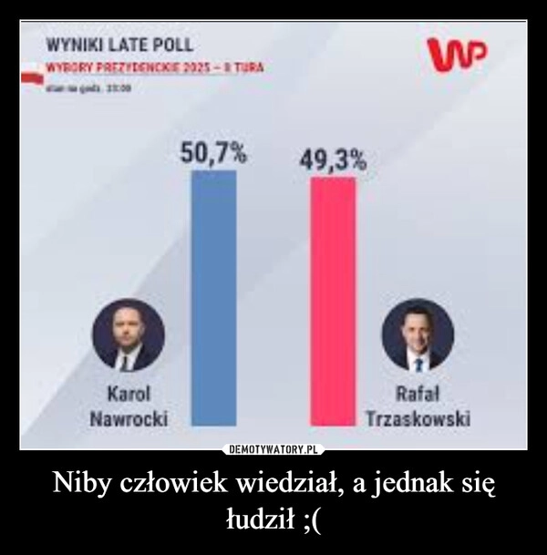 
    Niby człowiek wiedział, a jednak się łudził ;(
