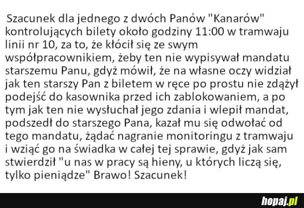 Szacunek dla pana kontrolującego bilety