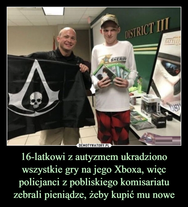 
    16-latkowi z autyzmem ukradziono wszystkie gry na jego Xboxa, więc policjanci z pobliskiego komisariatu zebrali pieniądze, żeby kupić mu nowe