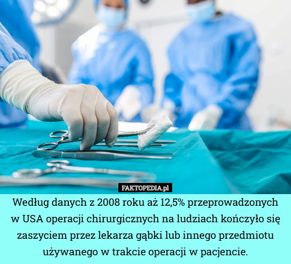 Według danych z 2008 roku aż 12,5% przeprowadzonych w USA operacji chirurgicznych