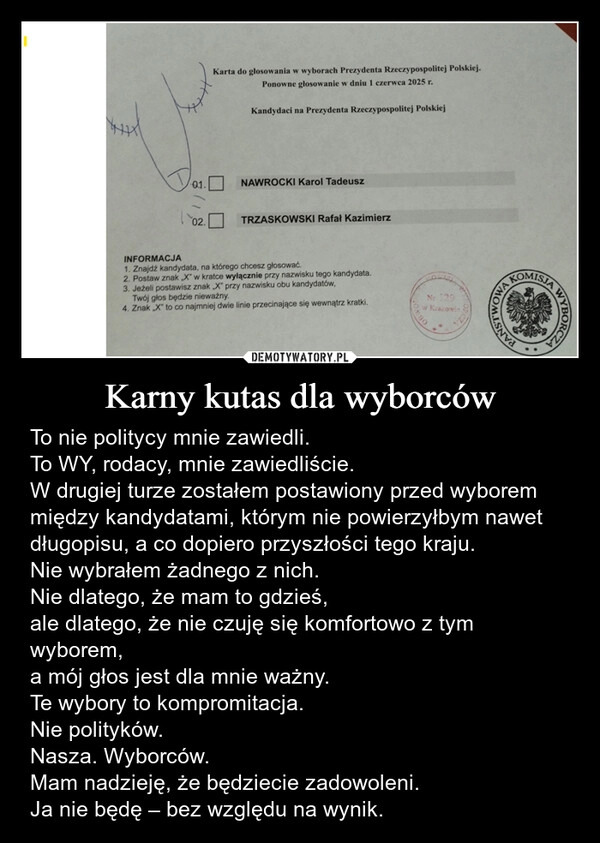 
    Karny kutas dla wyborców