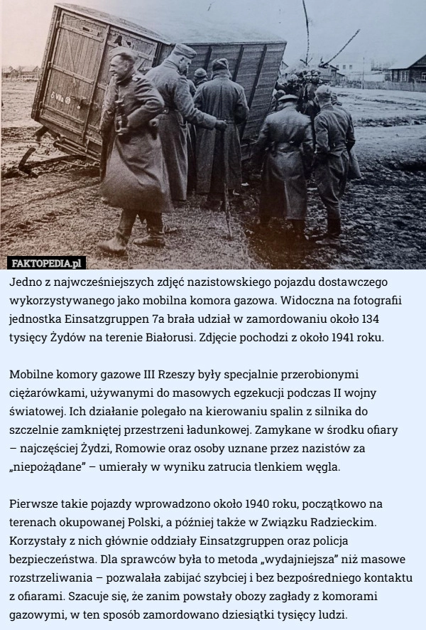 
    Jedno z najwcześniejszych zdjęć nazistowskiego pojazdu dostawczego wykorzystywanego...