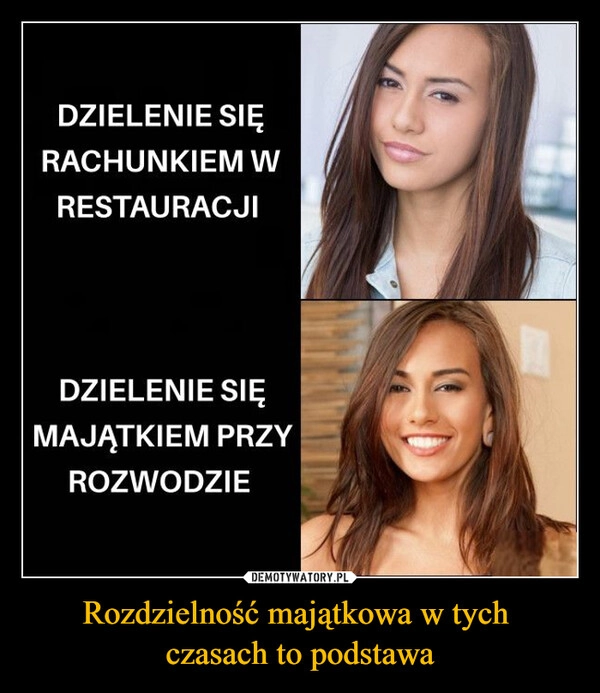 
    Rozdzielność majątkowa w tych 
czasach to podstawa