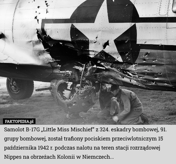
    Samolot B-17G „Little Miss Mischief” z 324. eskadry bombowej, 91. grupy