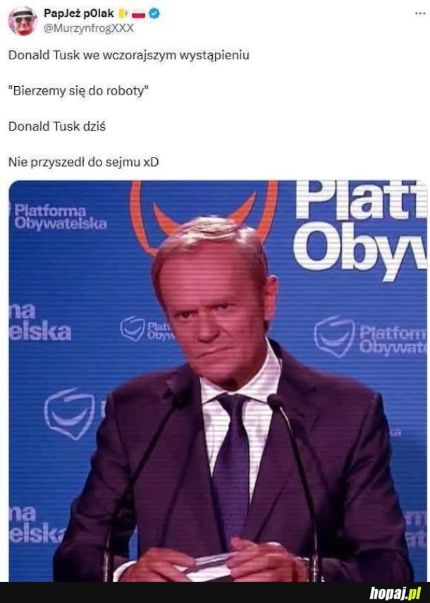 Może mało robi jako premier, ale za to olewa głosowania