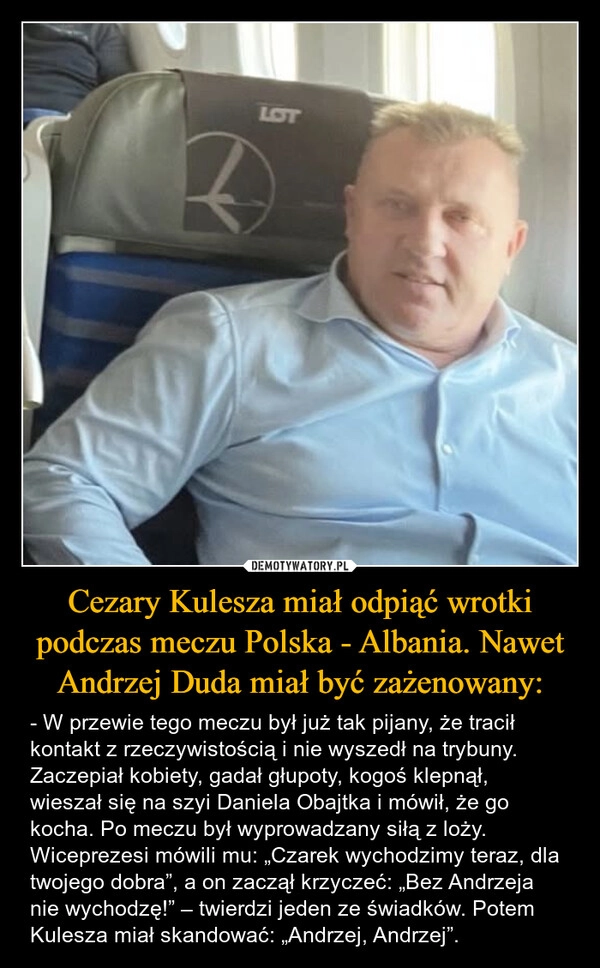 Cezary Kulesza miał odpiąć wrotki podczas meczu Polska - Albania. Nawet Andrzej Duda miał być zażenowany: