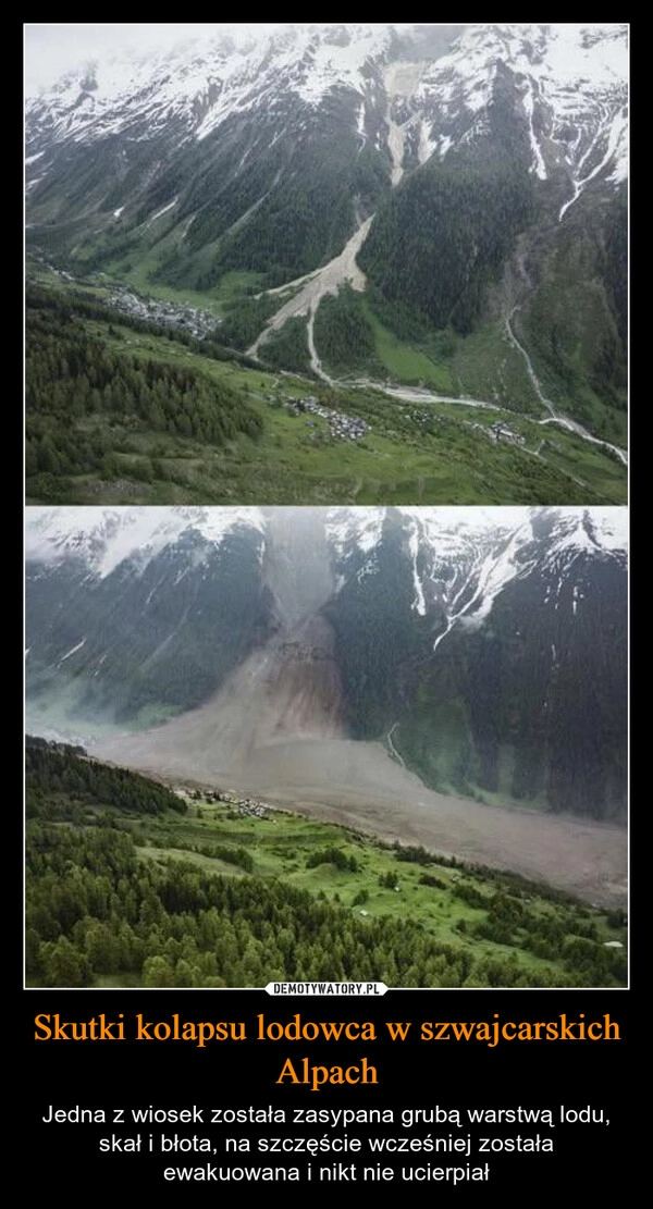 
    Skutki kolapsu lodowca w szwajcarskich Alpach