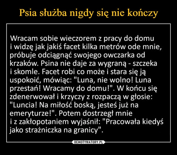 
    
Psia służba nigdy się nie kończy 