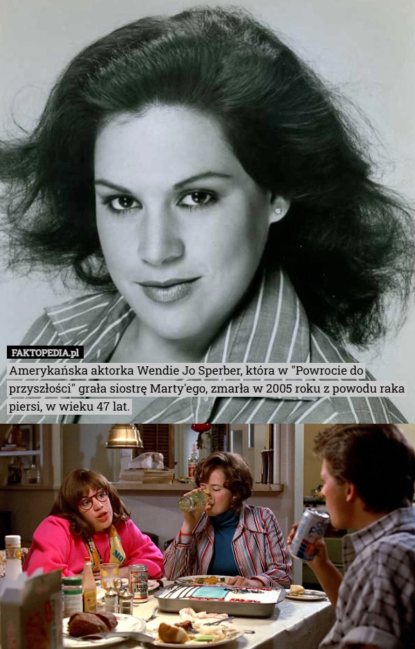 
    Amerykańska aktorka Wendie Jo Sperber, która w "Powrocie do przyszłości"