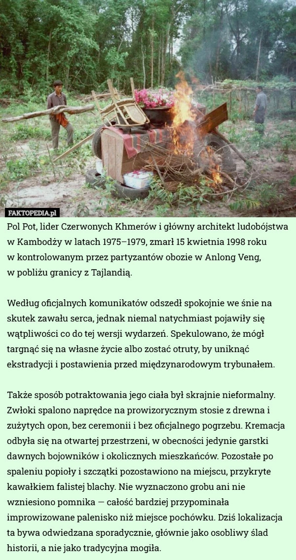 
    Pol Pot, lider Czerwonych Khmerów i główny architekt ludobójstwa w Kambodży...