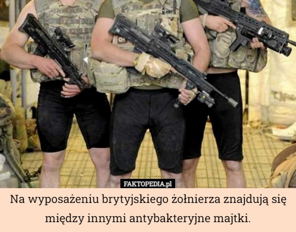 
    
			Na wyposażeniu brytyjskiego żołnierza znajdują się między innymi antybakteryjne...					