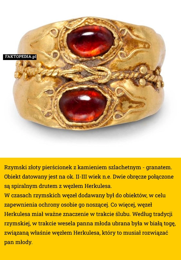 
    Rzymski złoty pierścionek z kamieniem szlachetnym - granatem.