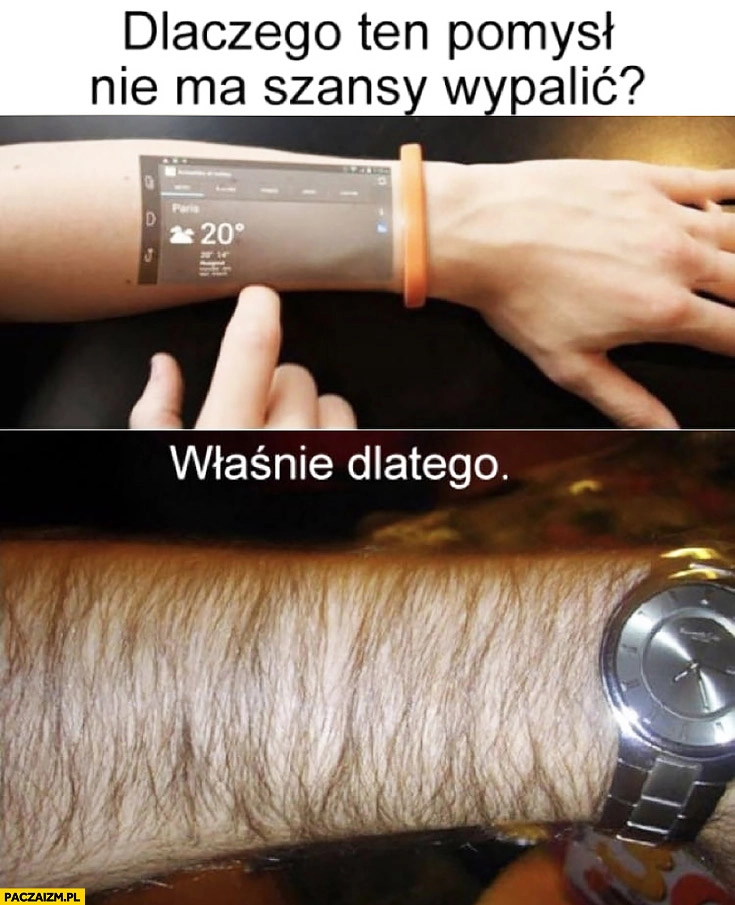 
    Ekran wyświetlany na ręce dlaczego ten pomysł nie ma szansy wypalić bo mamy na rekach włosy